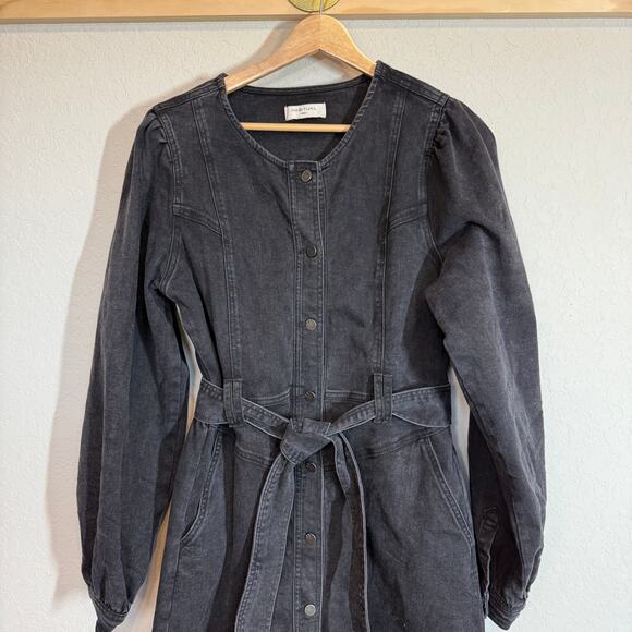 Women's Habitual Black Denim Blue Jean Long Sleeve Button Up Dress Size S - Picture 3 of 10